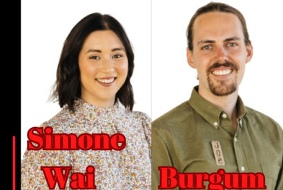 Photo of podcast guests Simone Wai and Joe Burgum